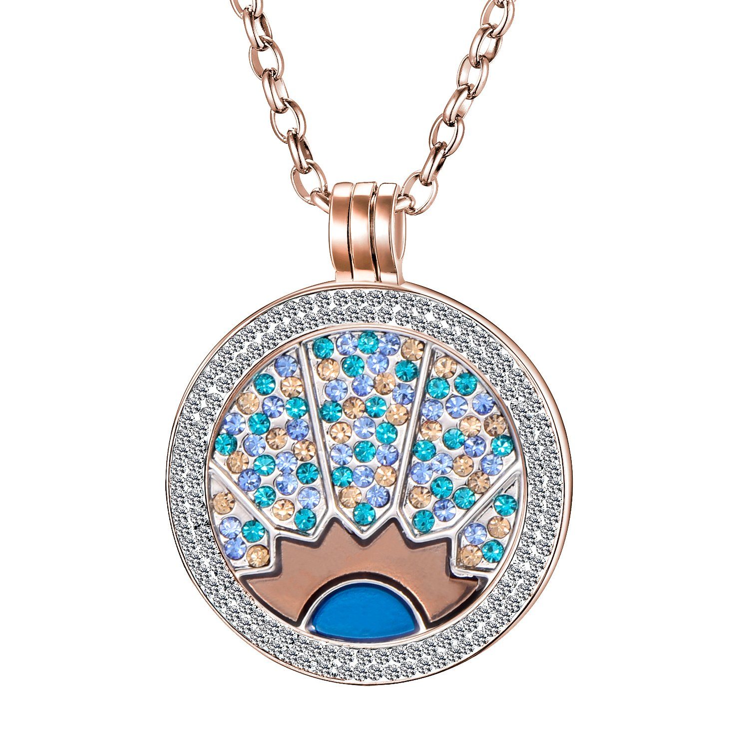 Kette mit Anhänger Coinkette Halskette roségold 70 cm für 33 mm Coins
