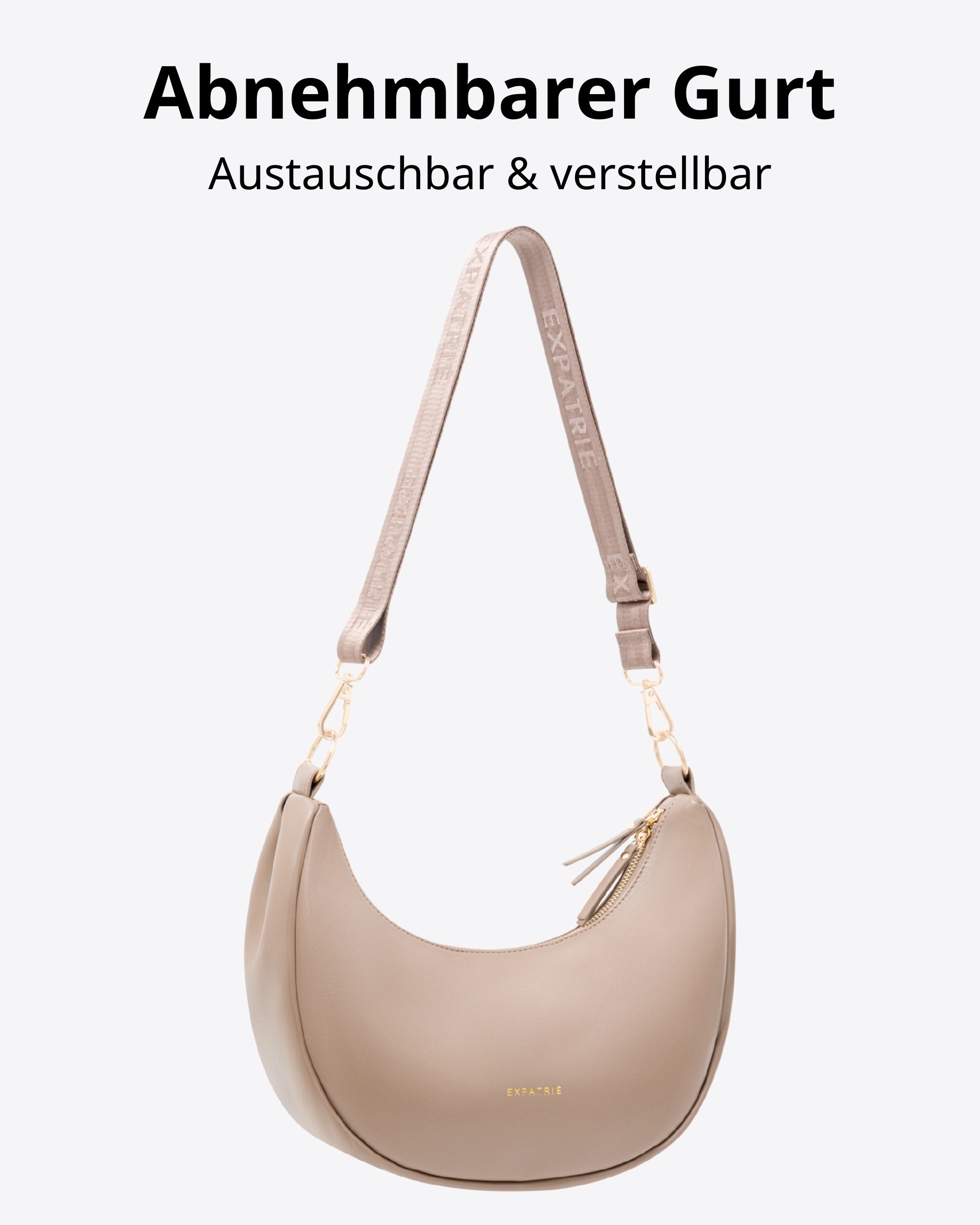 Expatrié Umhängetasche Lea Medium Half Moon Bag Schultertasche, Elegante Crossbody Bag in Halbmond Form, Wasserabweisend