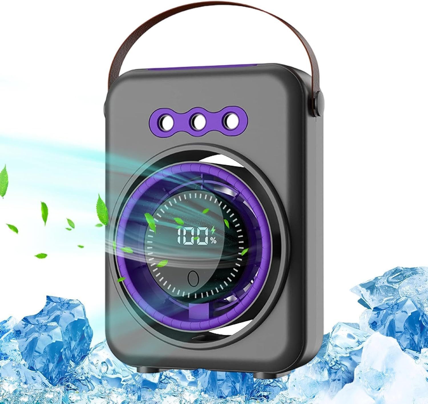 MOPUEA Ventilatorkombigerät 3-in-1-Luftbefeuchter-Ventilator, über USB aufladbar, mit 3 Sprühdüsen, 3 Geschwindigkeiten verstellbar, leiser Betrieb für Büro, Schlafzimmer