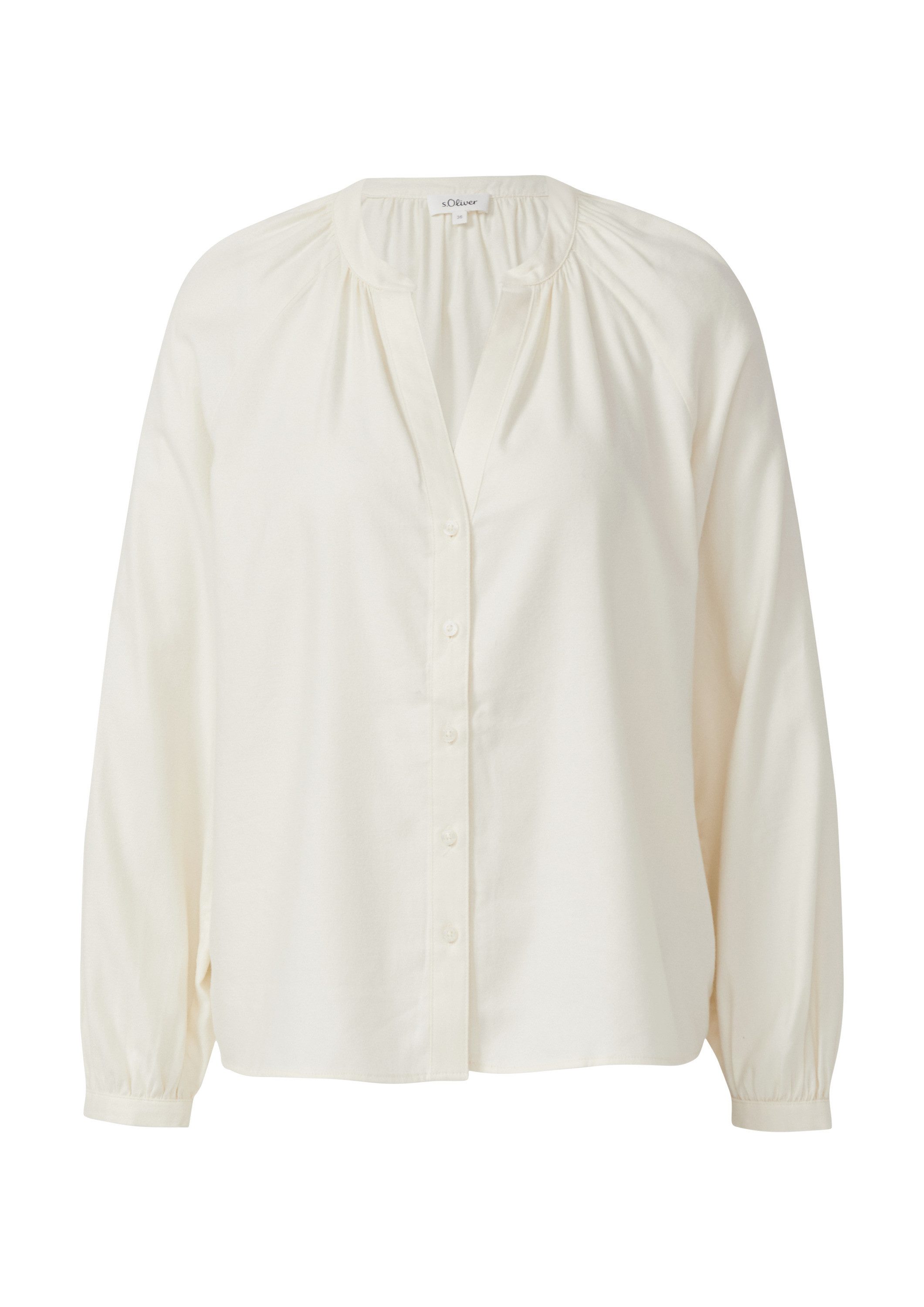 s.Oliver Langarmbluse Bluse Flanell-Bluse im Relaxed Fit mit Raffung