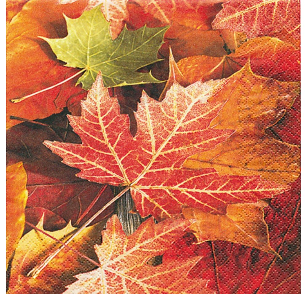 HOME FASHION Papierserviette 20 Servietten Maple Leaves - Ahornblätter 33x33cm, (20 St)