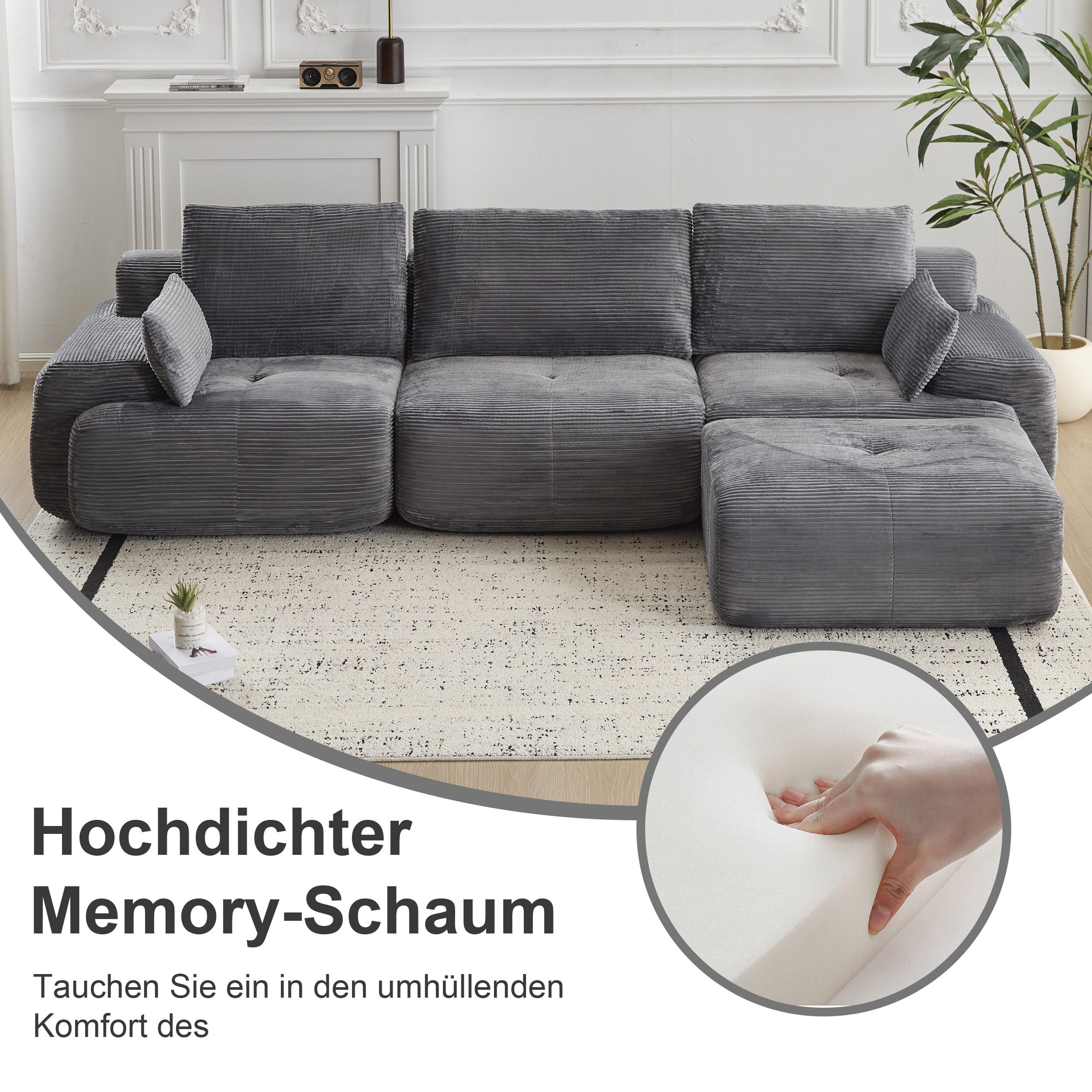 Leawin Sofa Sofa 3-2-1 Sitzer mit Schlaffunktion – Wohnzimmersofa modern & bequem, Bequemes Sofa mit Bettfunktion – modern, kompakt und flexibel nutzbar