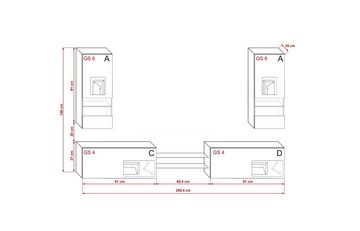 ROYAL24_MARKT Wohnwand - Wohnzimmer Luxus 2024 / Exklusive Materialien für moderne Wohnwände., (Komplett Set, 6-St., AN21), Top Design - LED Beleuchtung - Neu 2024 '