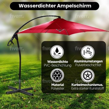 habeig Ampelschirm Wasserdicht Ampelschirm 250x250cm PVC-Beschichtung Sonnenschirm