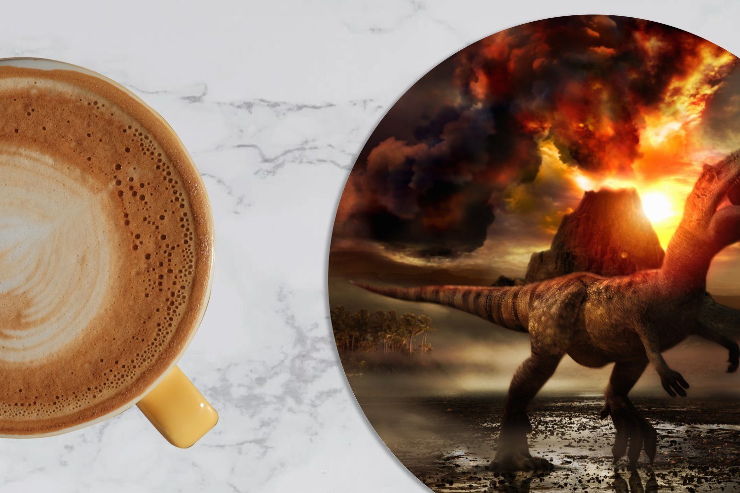 Vulkan Tasse, - 6-tlg., Becher Glasuntersetzer Getränkeuntersetzer, - Gläser, Zubehör Tassenuntersetzer, Feuer, für MuchoWow Dinosaurier Korkuntersetzer,