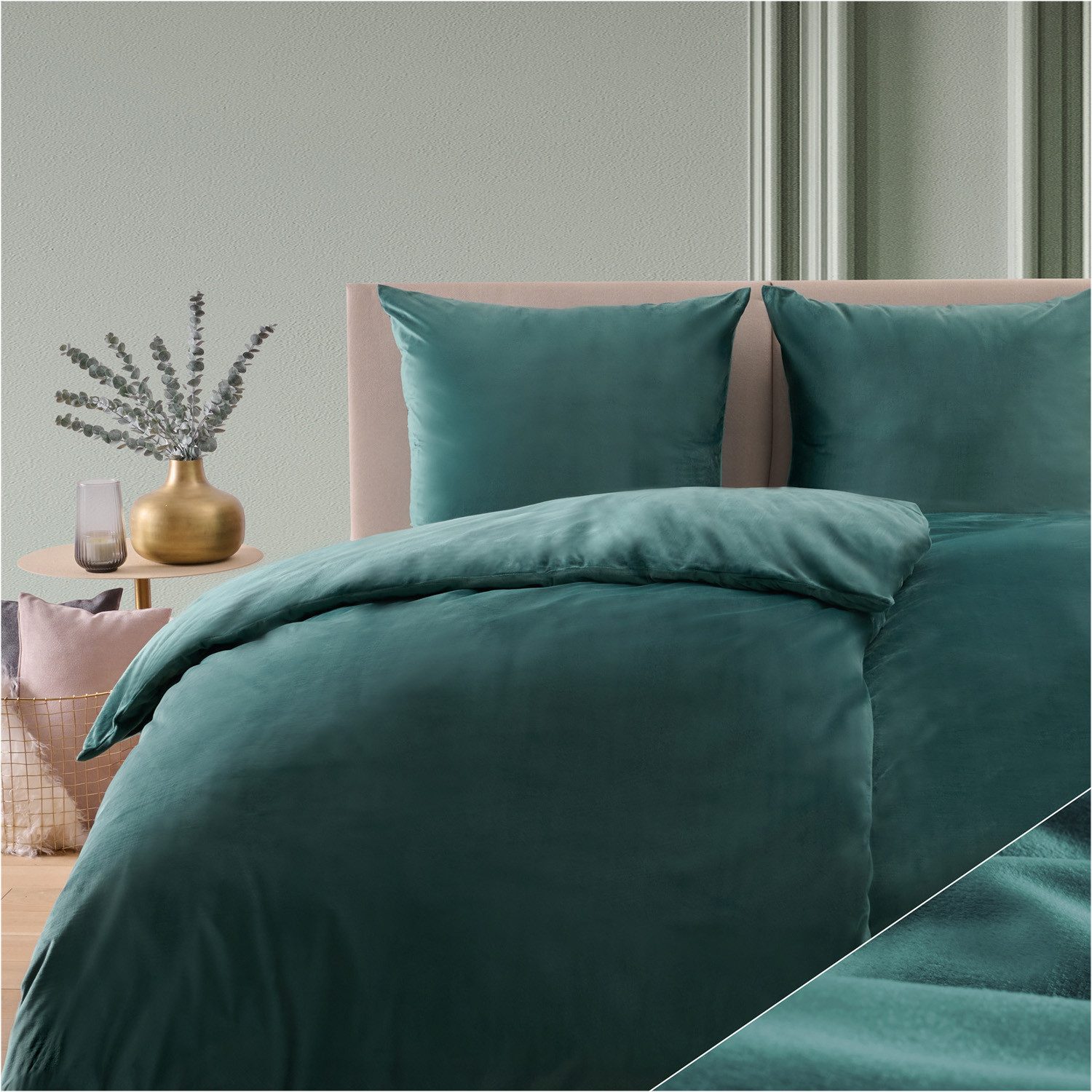 Blumtal Bettwäsche Cashmere-Touch Plüsch, warme Winterbettwäsche + Kopfkiss günstig online kaufen