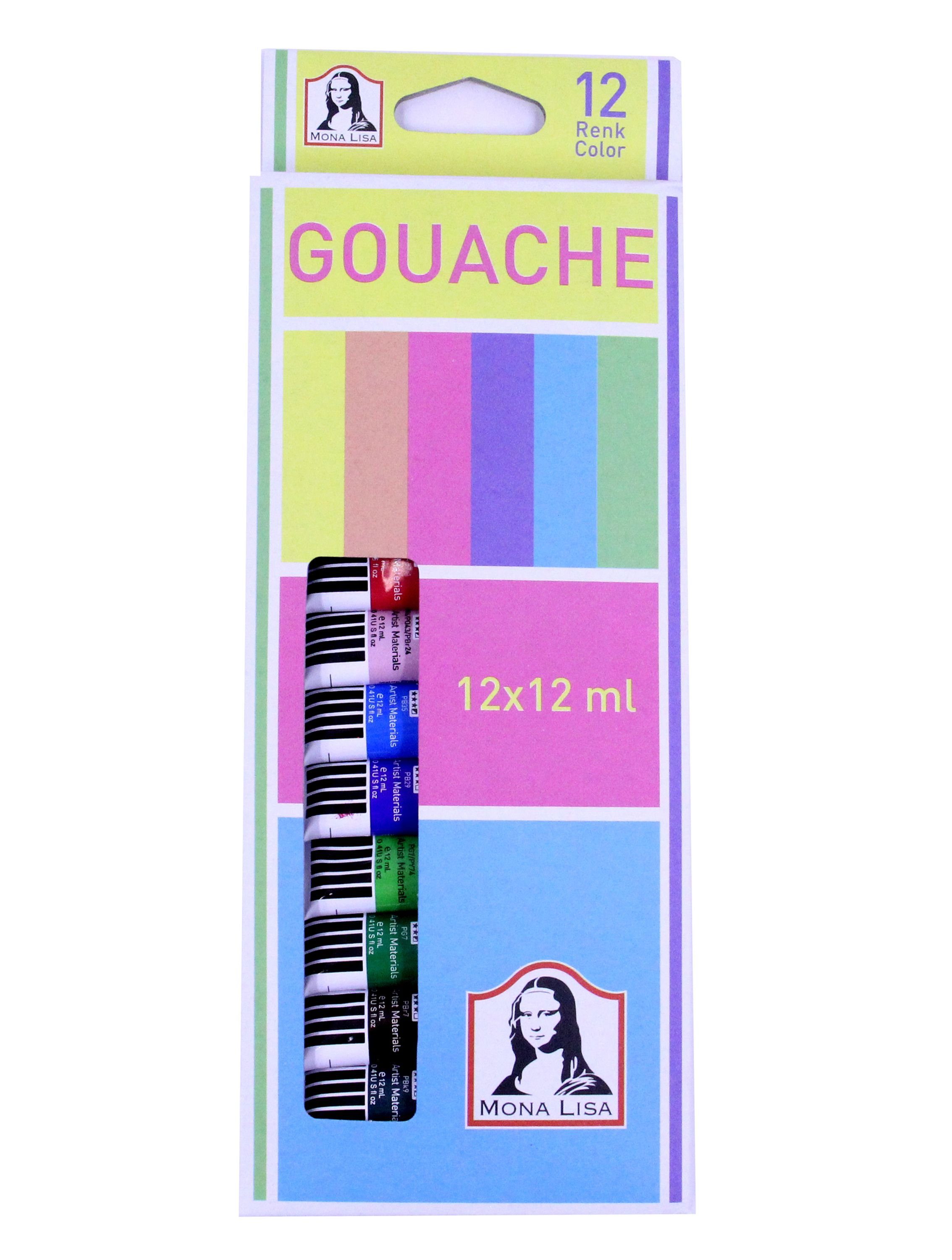 SÜDOR Kreativset Monalisa Gouache Farben Set 12 Tuben je 12ml