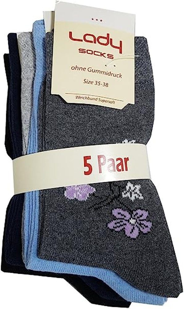 Vergelijkbaar nauwelijks Geest Girls Fashion Komfortsocken 5 Paar Damen/Mädchen Qualitäts Socken ohne Gummi,  Blume, SM116