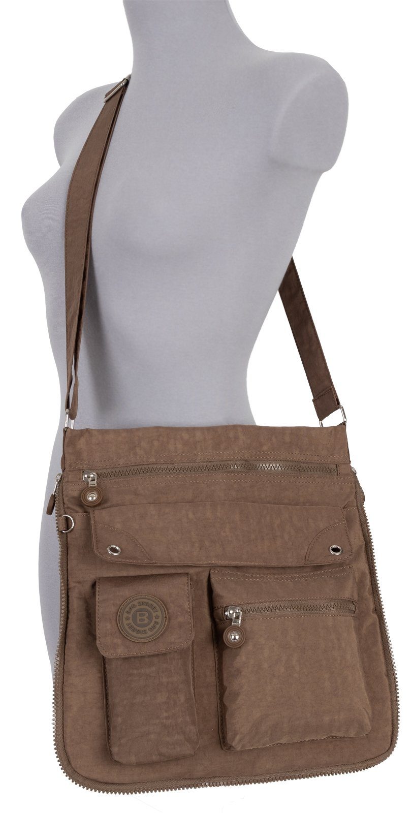 BAG STREET Schlüsseltasche Schultertasche Schultertasche, Damentasche tragbar als Handtasche Umhängetasche Braun Schwarz, Umhängetasche