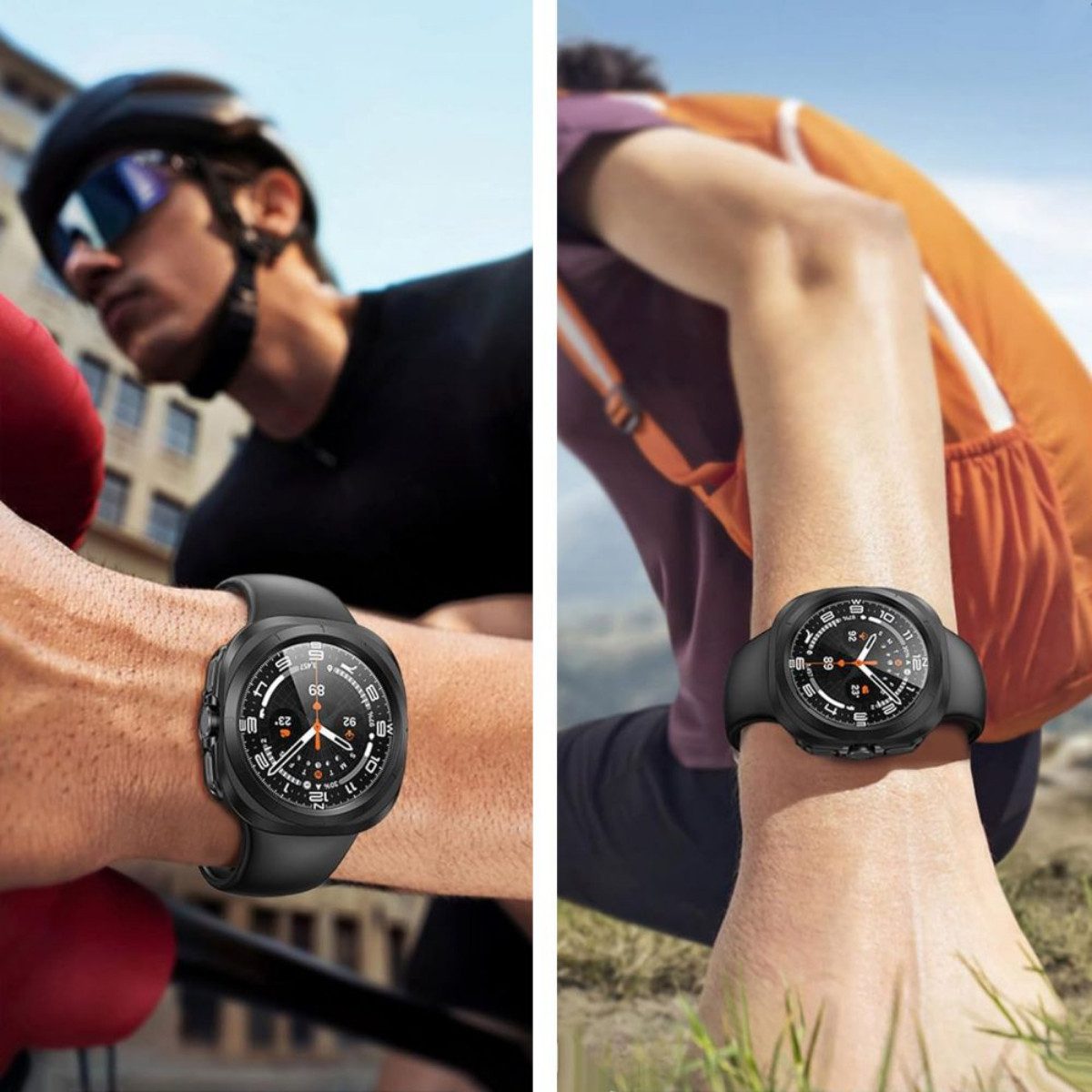 TECH PROTECT Smartwatch-Hülle Defense360 mit Samsung Galaxy Watch Ultra (47 mm) Schwarz 47, Zuverlässiger Rundumschutz für sportliche und Outdoor Nutzung