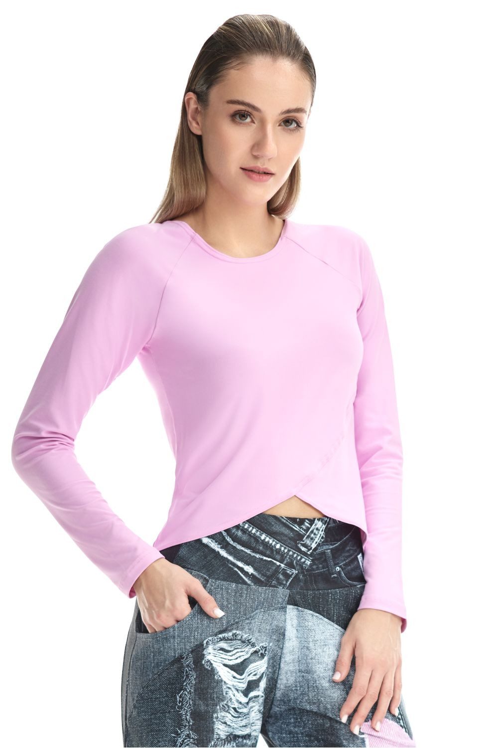 Winshape Langarmshirt Cropped Functional Light and Soft Overlap-Applikation