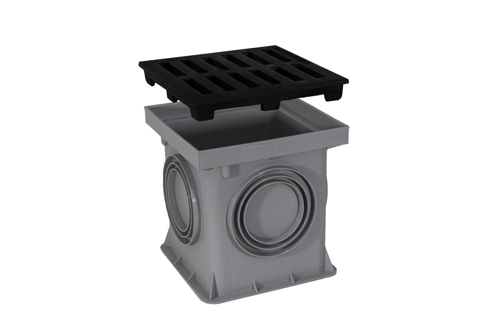 Marley Deutschland GmbH Erdschacht 200x200mm Einlaufschacht ohne Boden + Gussrost, 20x20x20 cm, 2-St., laugen- und säurebeständig, PKW-befahrbar