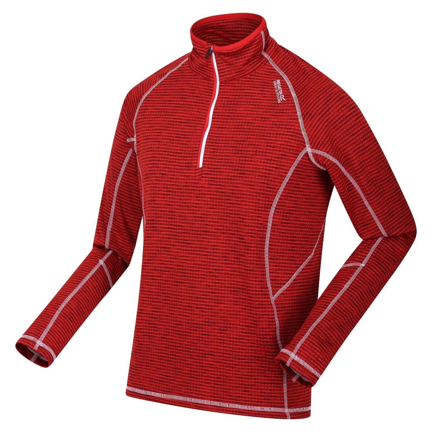 Regatta 2-in-1-Pullover Yonder Powerstretch Midlayer Shirt für Herren leicht und atmungsaktiv Rot