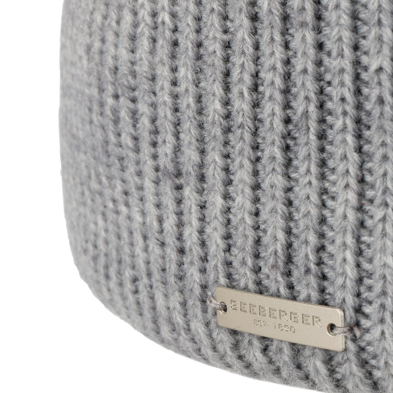 mit (1-St) Umschlag Strickmütze grau Beanie Seeberger