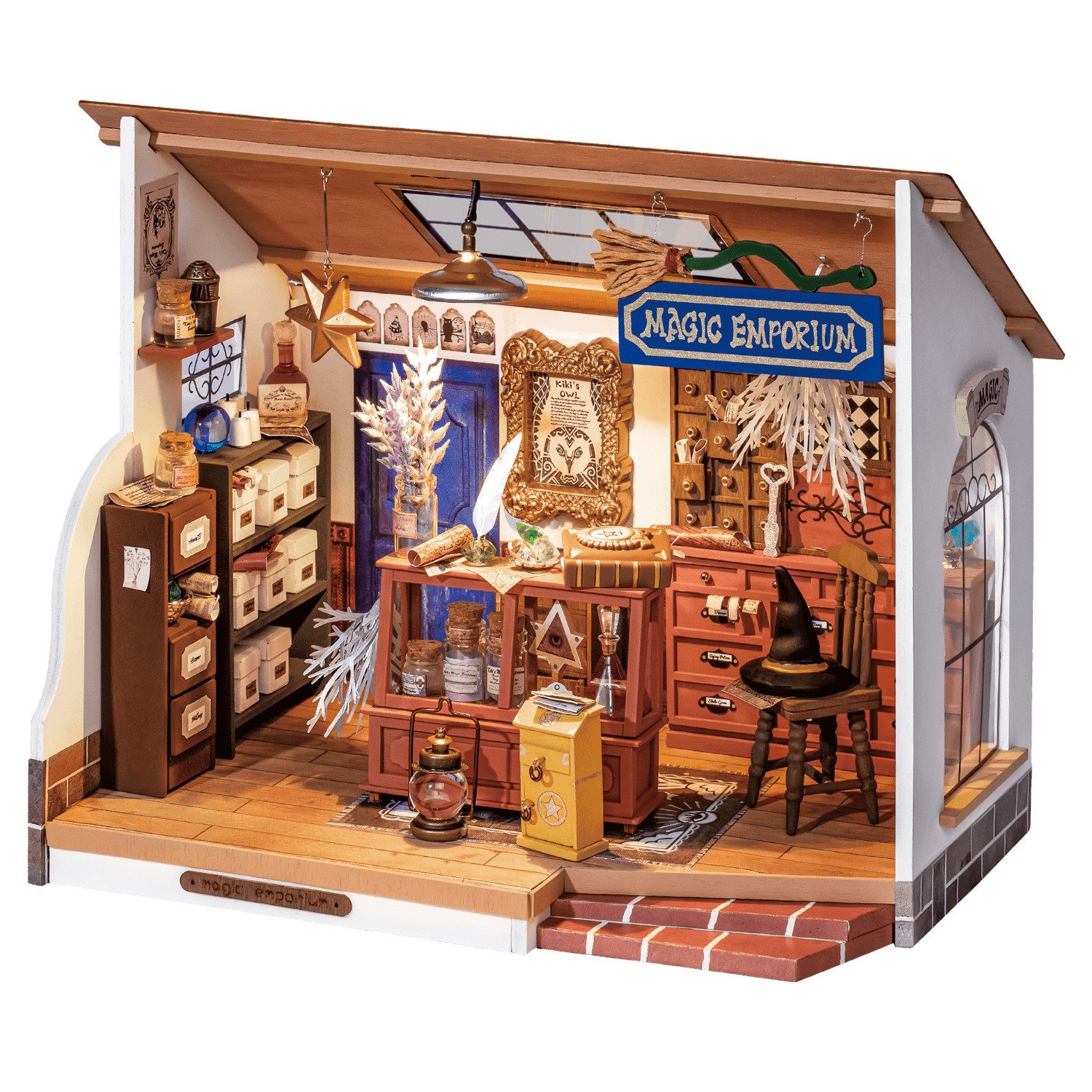 Robotime 3D-Puzzle Kikis Zauberladen Miniaturhaus, 148 Puzzleteile