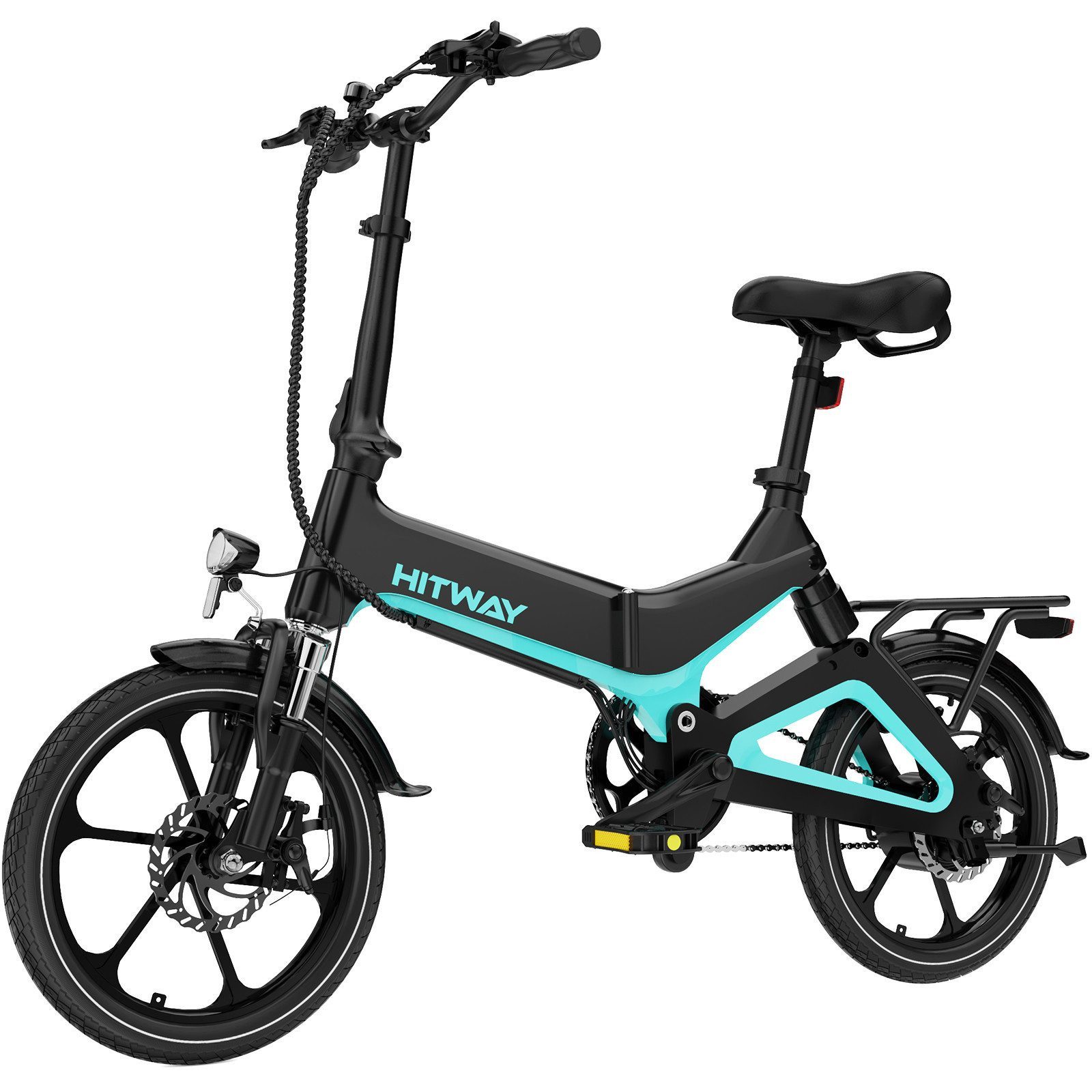 HITWAY E-Bike Faltrad 16 zoll Elektrofahrrad Klapprad Damen Herren mit 36V 7,8Ah Akku, 1 Gang, Kettenschaltung, 250W Heckmotor, 280,8 Wh, Max.25 km/h Pedelec, E Cityrad Faltrad