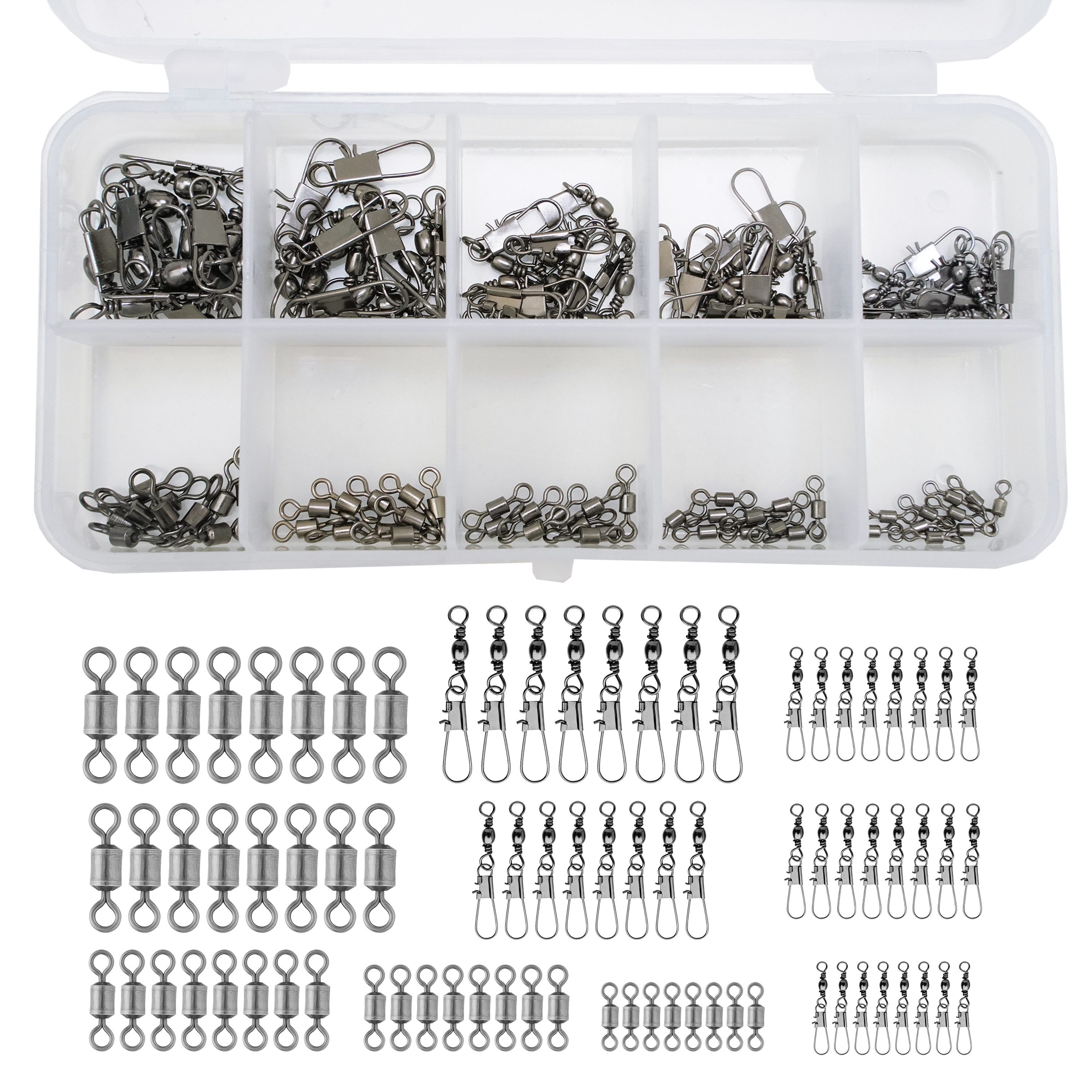 Fish-XPro Angelwirbel Total Swivel Set 110 Stück Angeln
