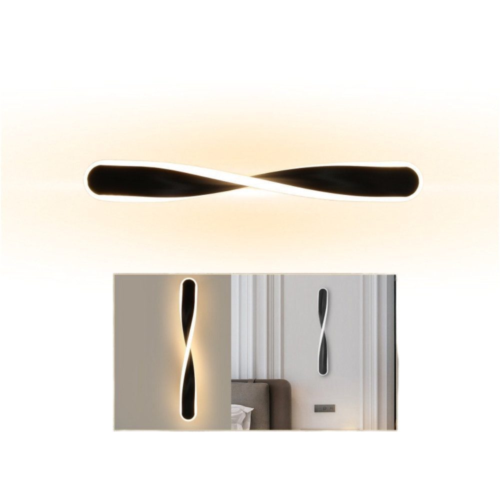 WILGOON Wandleuchte 45CM LED Wandlampe aus Aluminium, 16W Modern in Spiralwandleuchte, LED fest integriert, Warmweiß, 3000K Wandlicht für Schlafzimmer Wohnzimmer Flur Treppenhaus,Schwarz