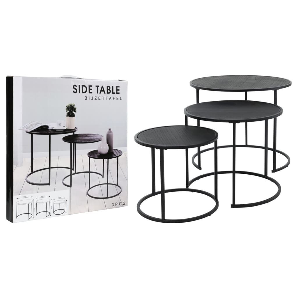 H&S Collection Beistelltisch 3-tlg. Beistelltisch-Set Schwarz günstig online kaufen
