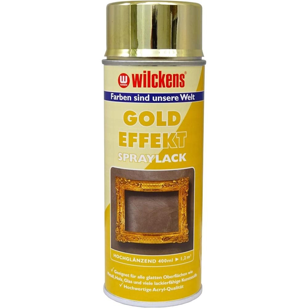 Wilckens Farben Sprühlack Gold Effekt Spraylack hochglänzend 400ml Lackspray, Gute Haftung auf verschiedenen Materialien