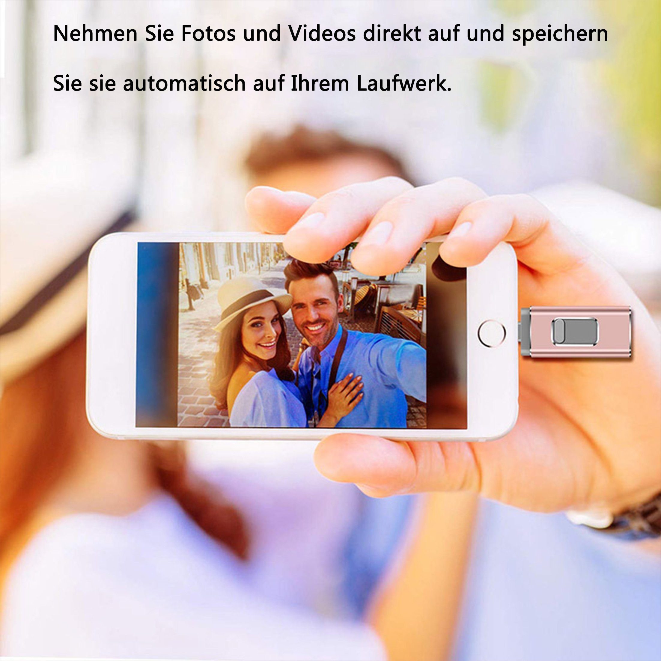 KINSI USB-Sticks,Flash-Laufwerk für PC/andriod/ios/Type-C Handy,128GB USB-Flash-Laufwerk (USB 3.0, 4-in-1-Adapter USB-Stick,USB3.0+OTG)