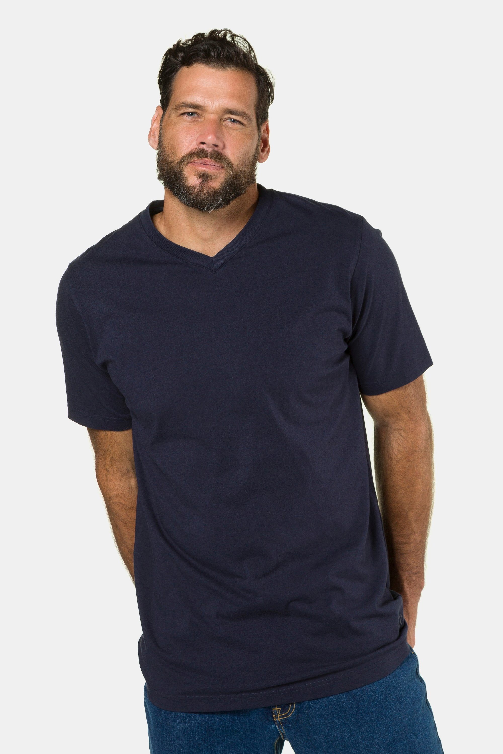 JP1880 marine bis T-Shirt T-Shirt Basic V-Ausschnitt dunkel 8XL