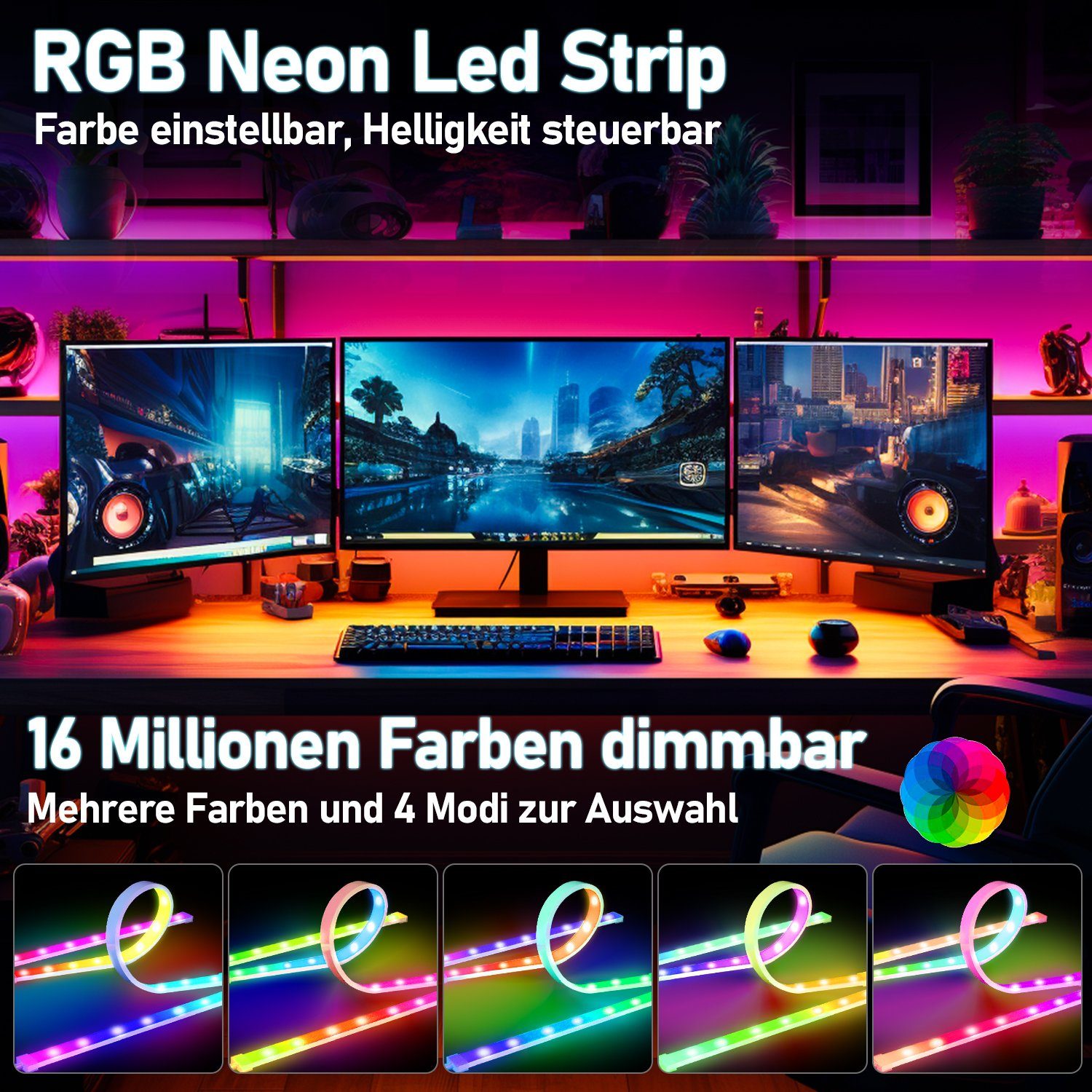 LED-Lichterkette Stripe LichtBand USB LED Beleuchtung 5050SMD Streifen PC Gimisgu Backlight TV