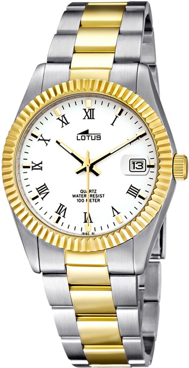 Lotus Quarzuhr Lotus Damen Uhr L15197/1, Damen Armbanduhr rund, klein (27,6mm), Edelstahl/Keramikarmband silber