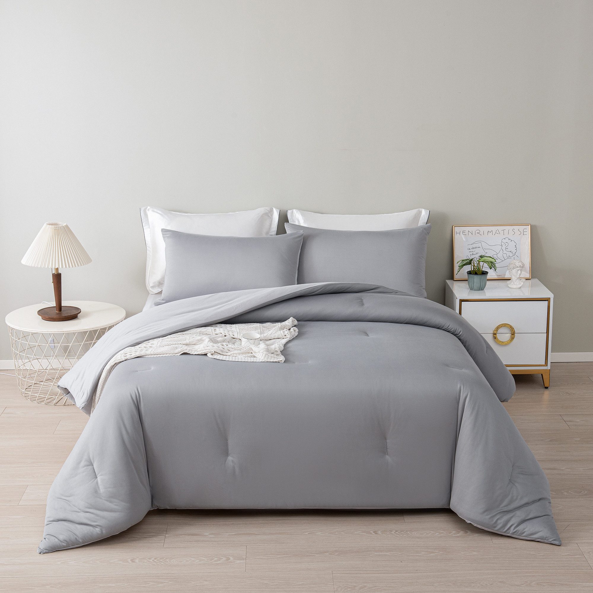 ibettertec Microfaserbettdecke Bettdecke 135x200 200x200 cm, Ganzjahresdecke,Weich und Bügelfrei, Premium Qualität, uni, mit Kissenbezüge 80x80cm