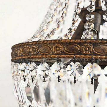PGA-Lights Pendelleuchte Kristall Korblüster Florence Antik Ø40cm aus geschliffenen Kristallen