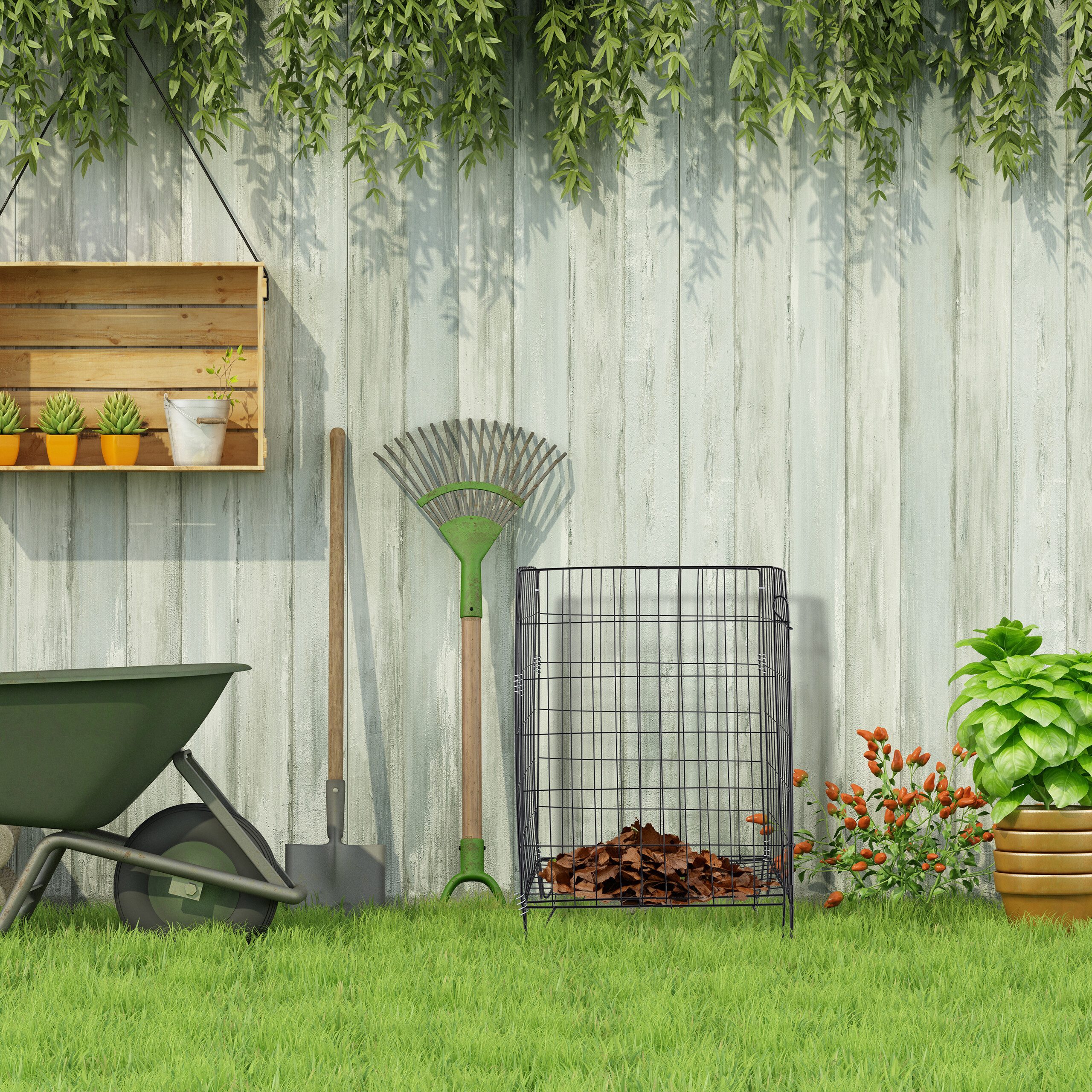 relaxdays Komposter Metall mit Bodengitter 2er Set, BxTxH: 46x46x68 cm
