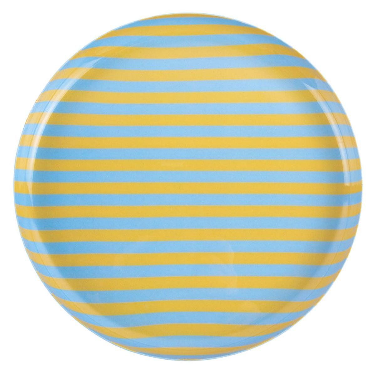 Present Time Tablett Tablett Animado Gelb Blau gestreift (22cm)