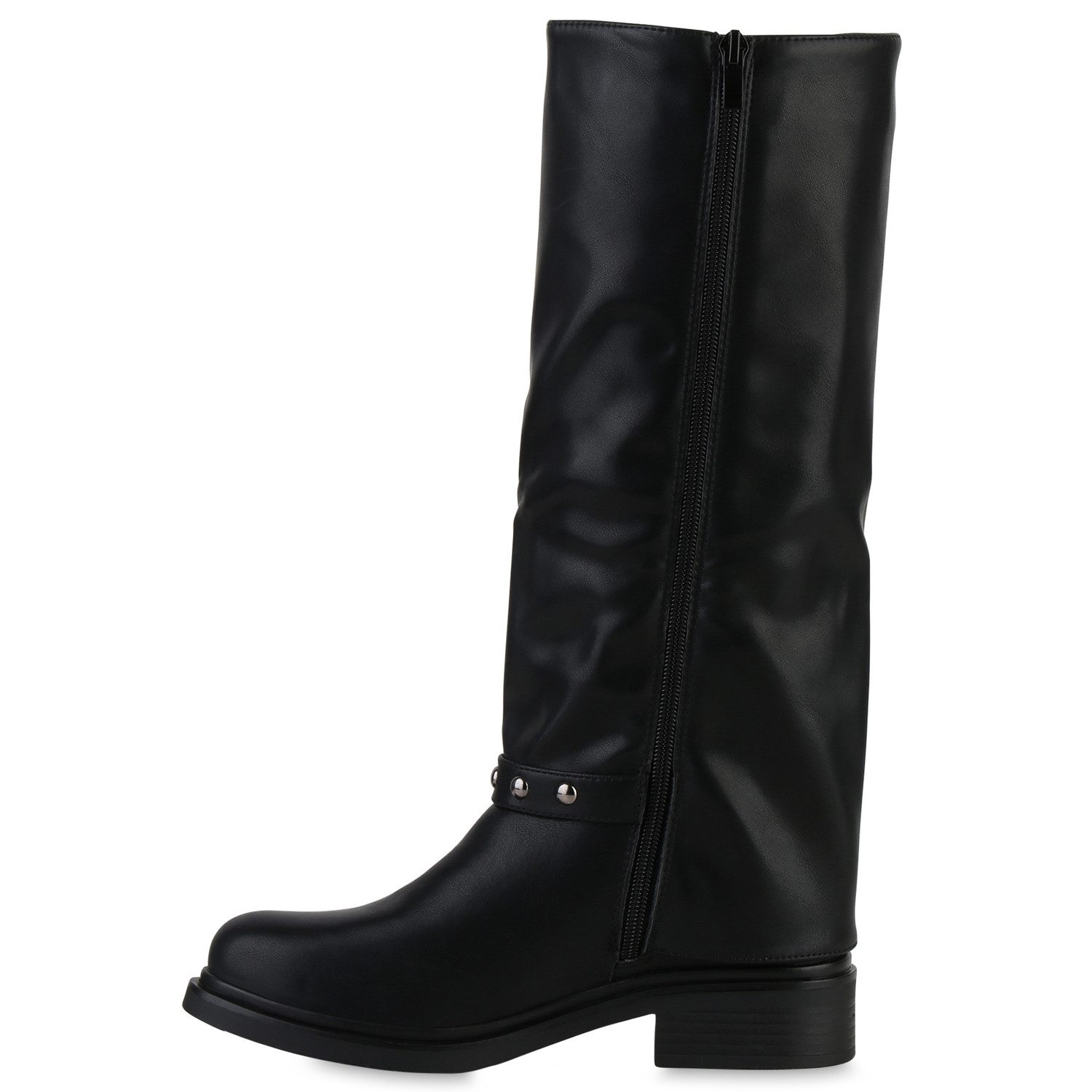 VAN HILL 841850 Stiefel Damen Bikerstiefel Stiefel Blockabsatz Schnallen Ni günstig online kaufen