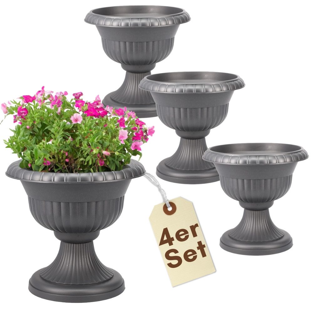GarPet Blumentopf 4er Set Blumentopf mit Ständer Pflanzenständer Blumenständer Hoch 30cm