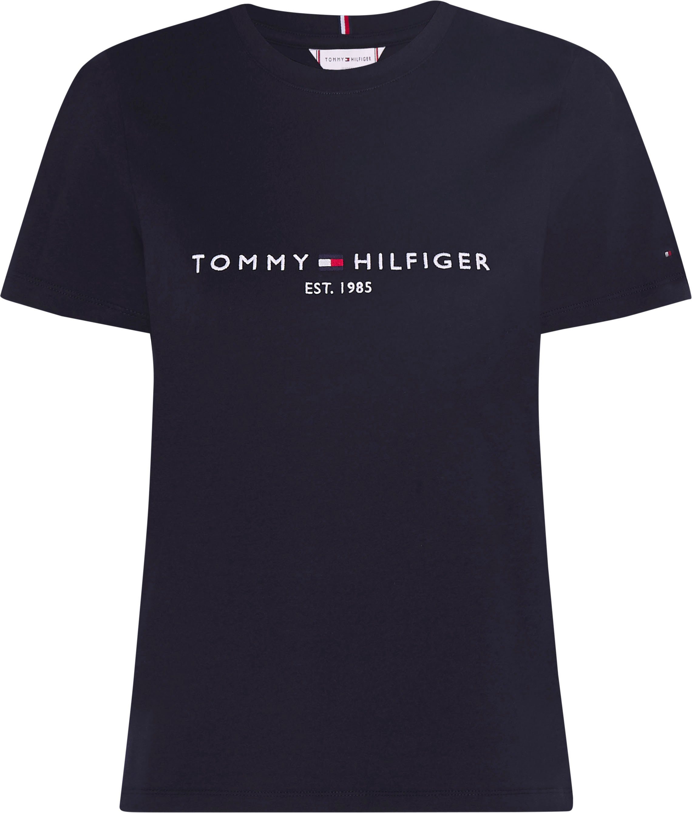 Tommy Hilfiger Rundhalsshirt »HERITAGE HILFIGER C-NK REG TEE« mit  gesticktem Tommy Hilfiger Linear Logo-Schriftzug