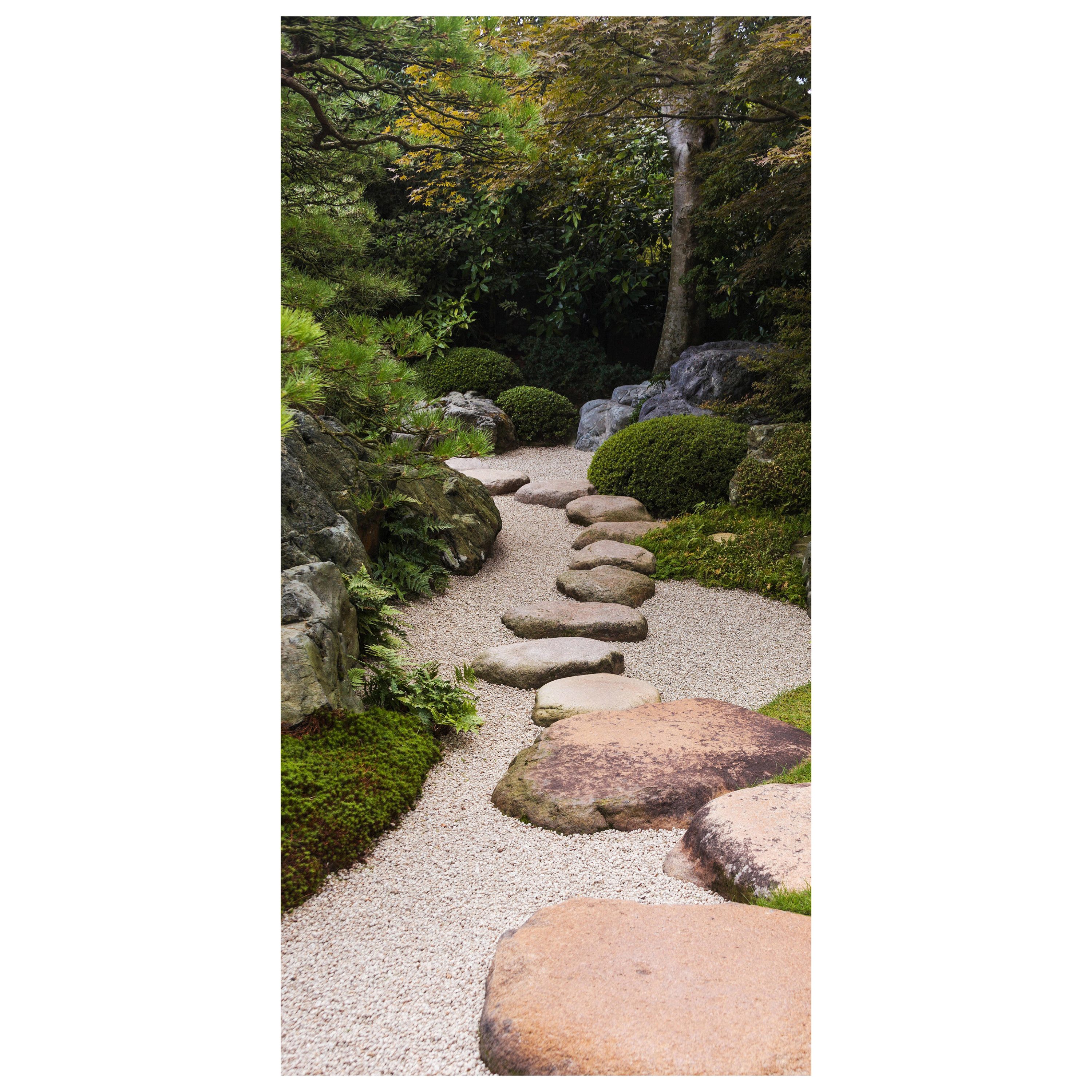 wandmotiv24 Türtapete Japanischer Zen Garten, Steine, Pflanzen, glatt