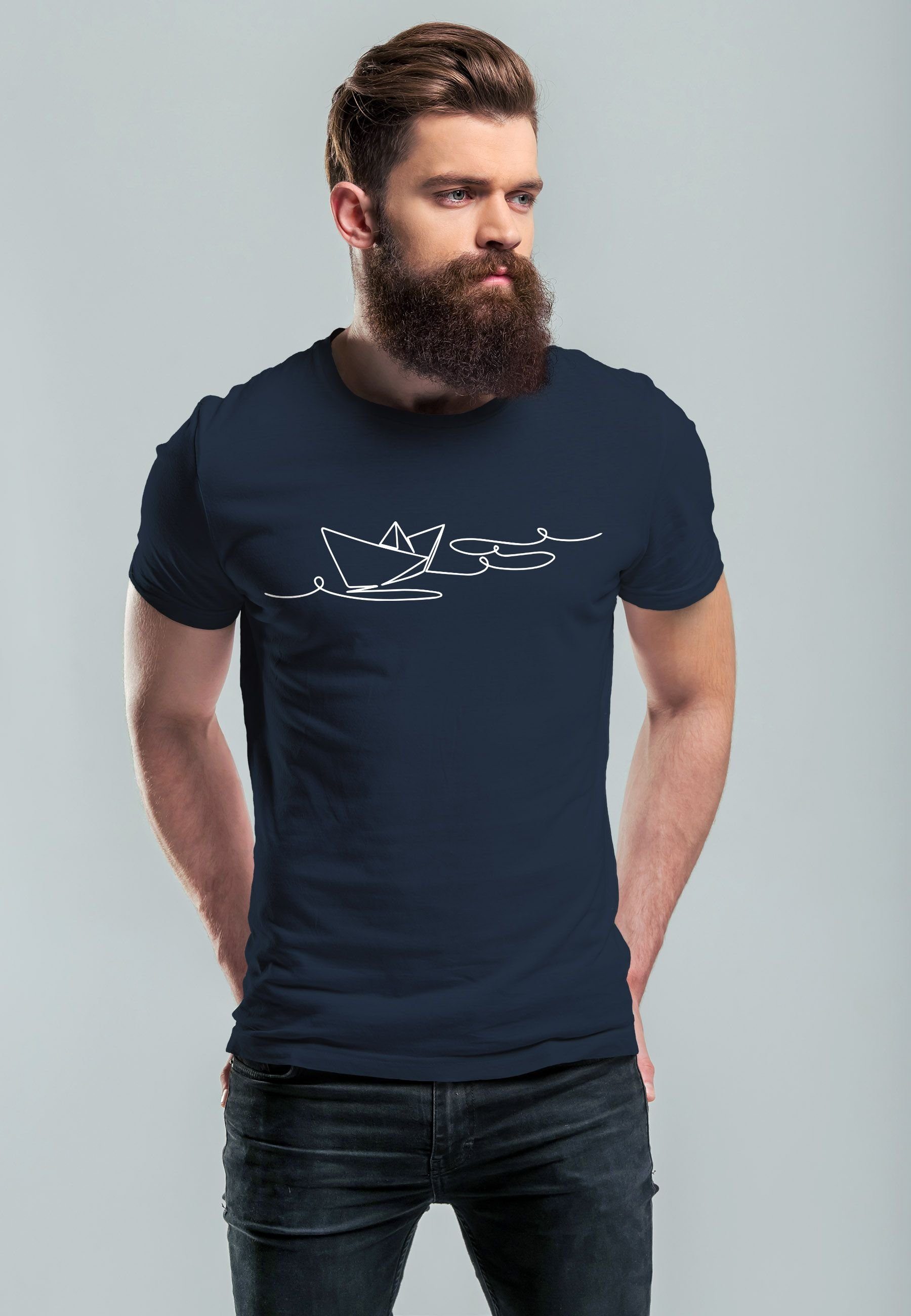 Neverless Print-Shirt Herren T-Shirt Boot Polygon günstig online kaufen
