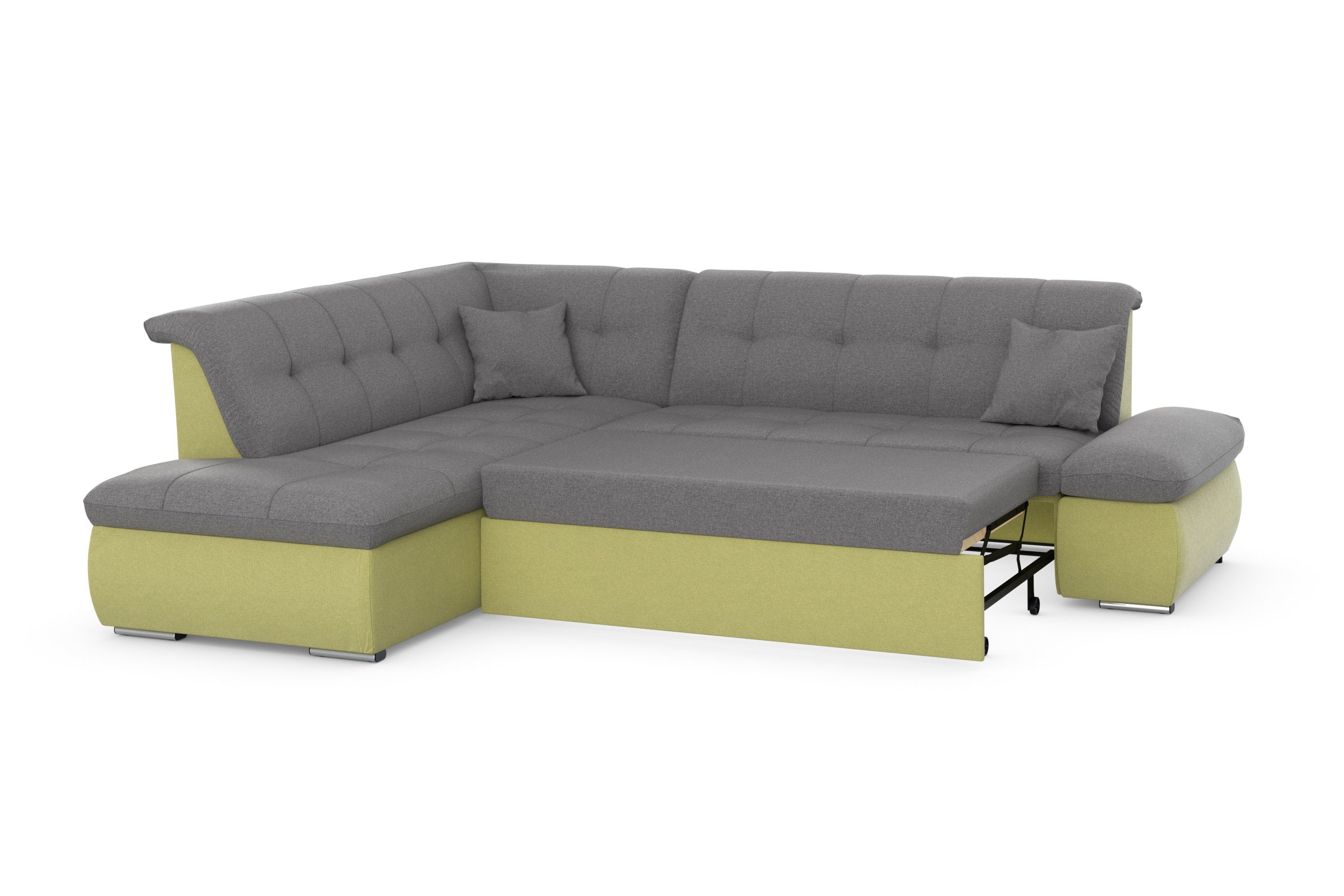 DOMO collection Ecksofa | Moric, gelb/schlamm und gelb wahlweise Bettfunktion Armlehnenverstellung mit | schlamm