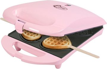 bestron Waffeleisen DSW271P für Herzwaffeln am Stiel, 780 W, Waffelmaker mit Antihaftbeschichtung Retro Design