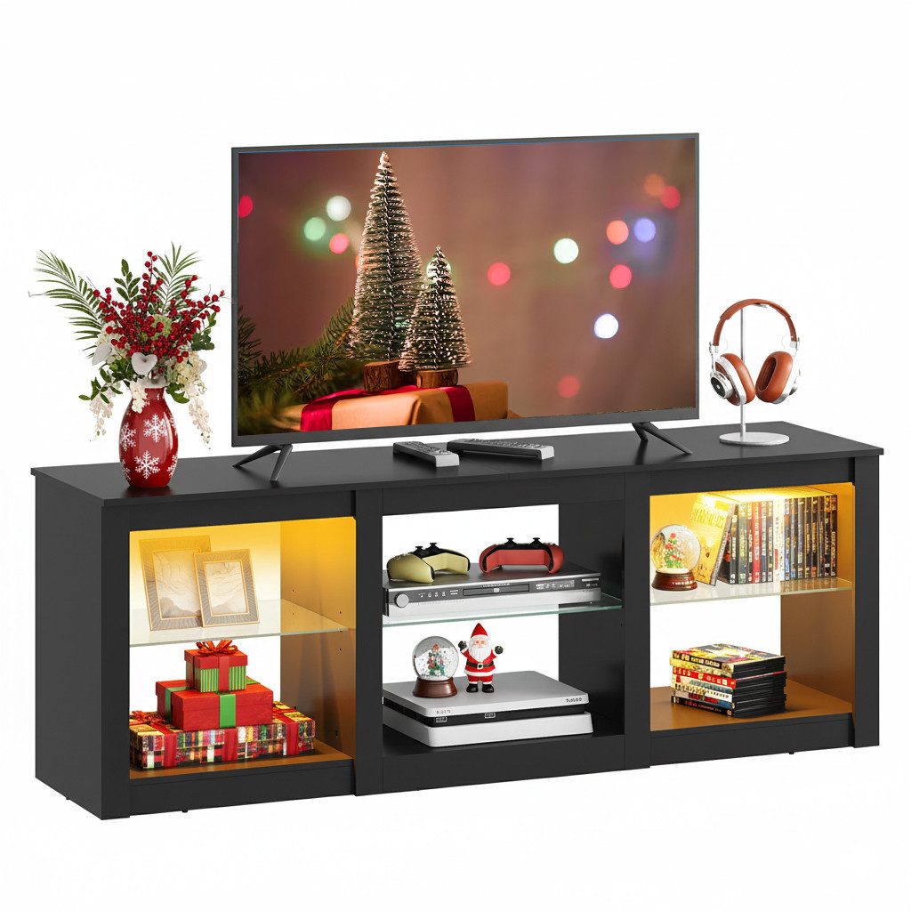 WLIVE Lowboard TV-Schrank mit RGB-LED (22 Modi), 3 offene Fächer & verstell günstig online kaufen