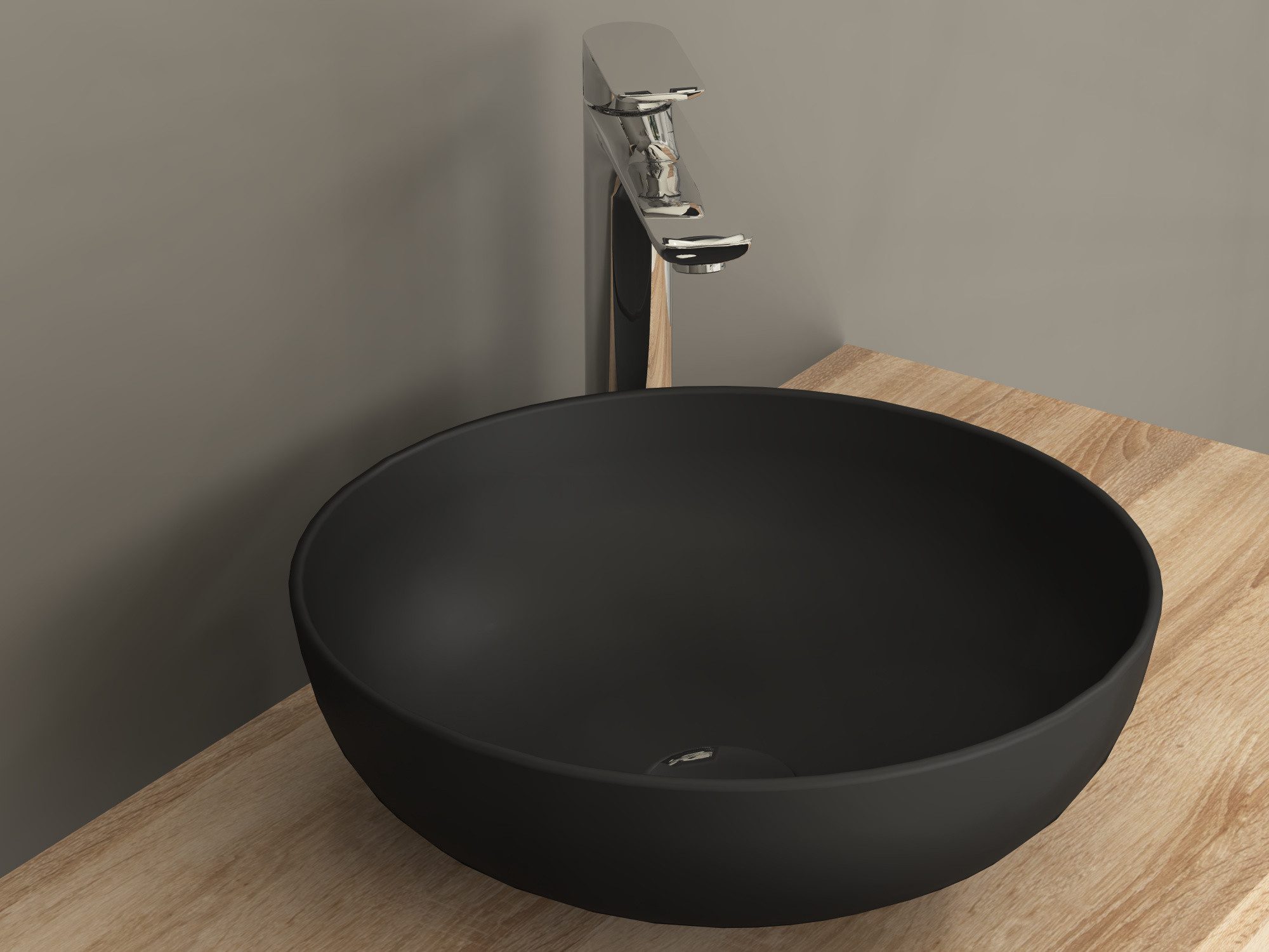 Aqua Bagno Aufsatzwaschbecken Waschschale rund schwarz matt Keramik freistehend modern