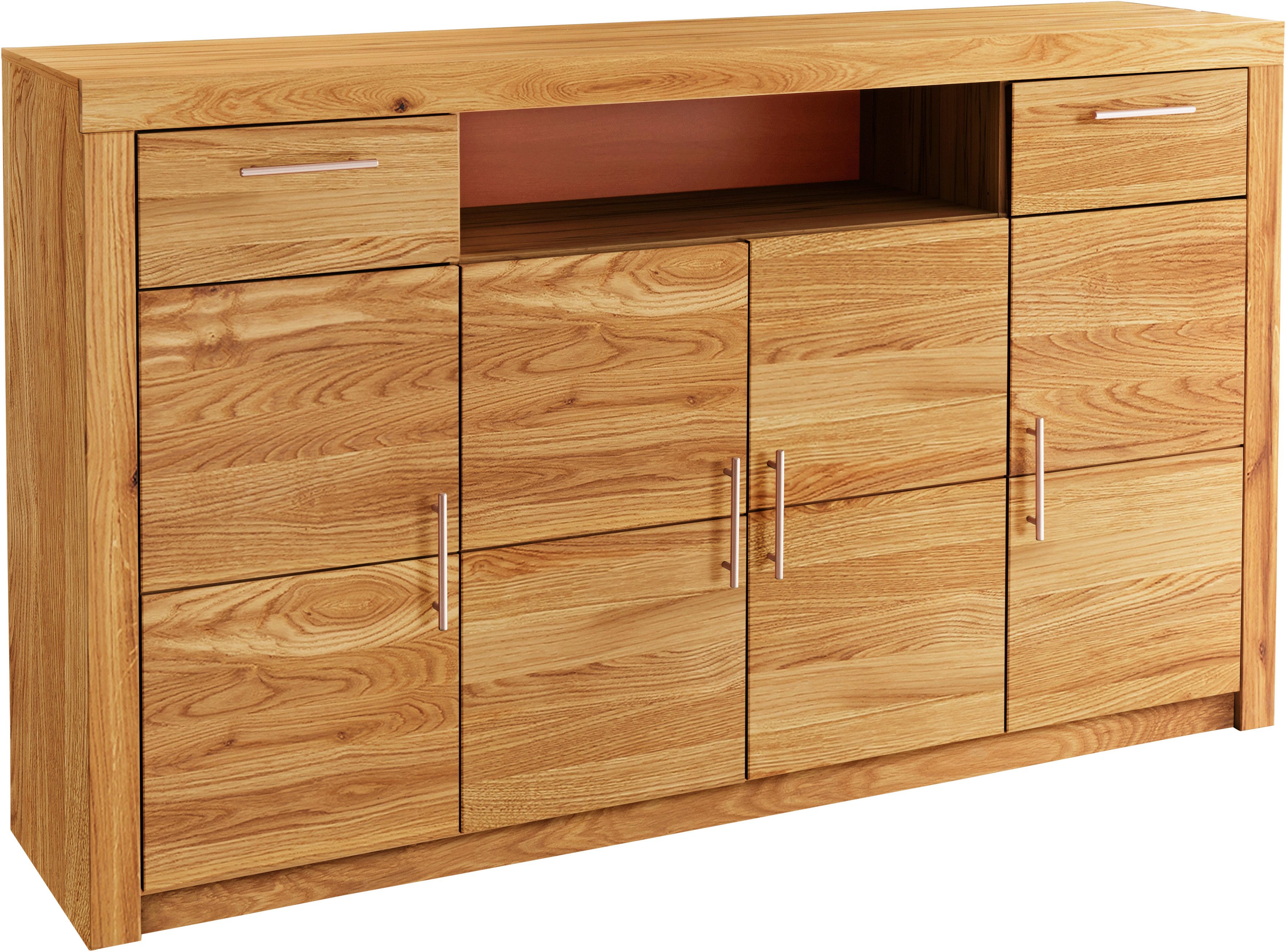 VOGL Möbelfabrik Highboard Toronto, opt. Glastüren, teilmassiv, Rahmenoptik, Made in Germany