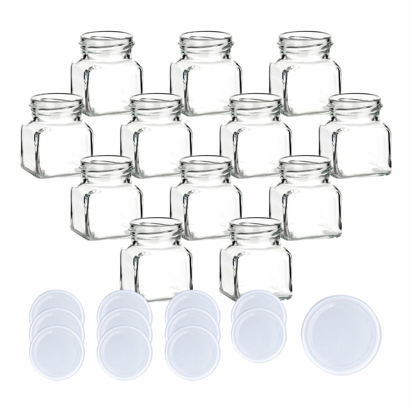 Weiß (12-tlg), - eckig Vorratsgläser, 120 Einmachgläser gouveo Vorratsglas mit ml Schraub-Deckel Kleine