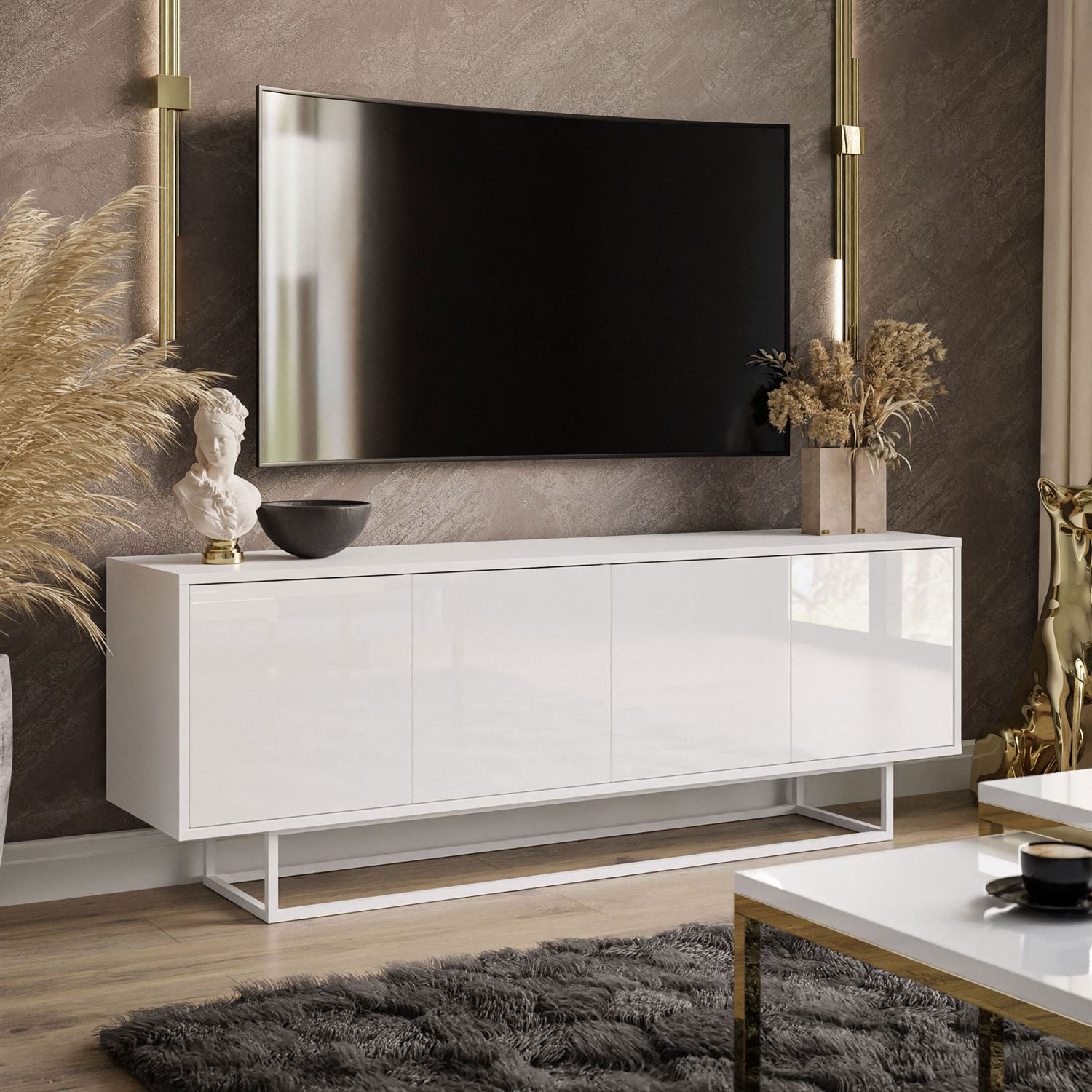 Lookway TV-Schrank SANAYI in Weiß Hochglanz günstig online kaufen