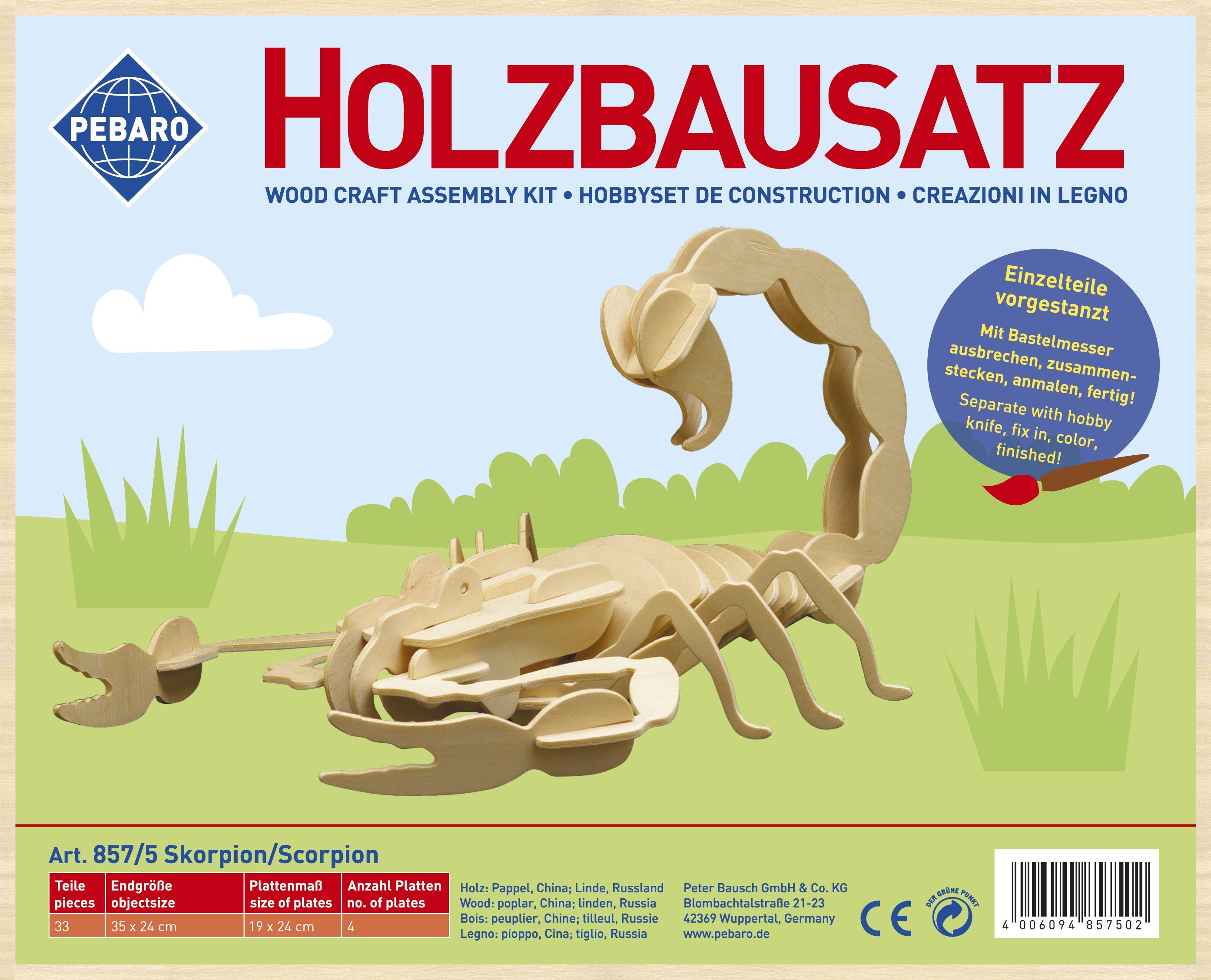 Pebaro 3D-Puzzle Holzbausatz Skorpion, 857/5, 33 Puzzleteile günstig online kaufen
