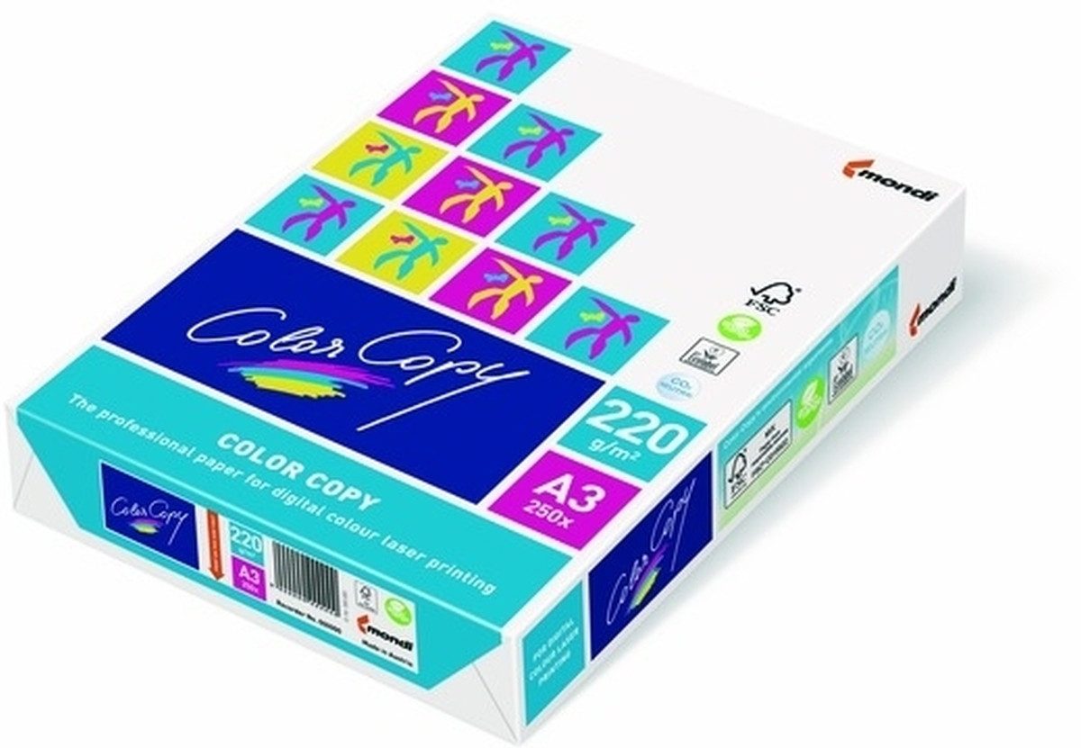 Mondi Business Paper Laser-Druckerpapier Farblaserpapier Color Copy satiniert A3 220 g/qm weiß VE=250 Blatt
