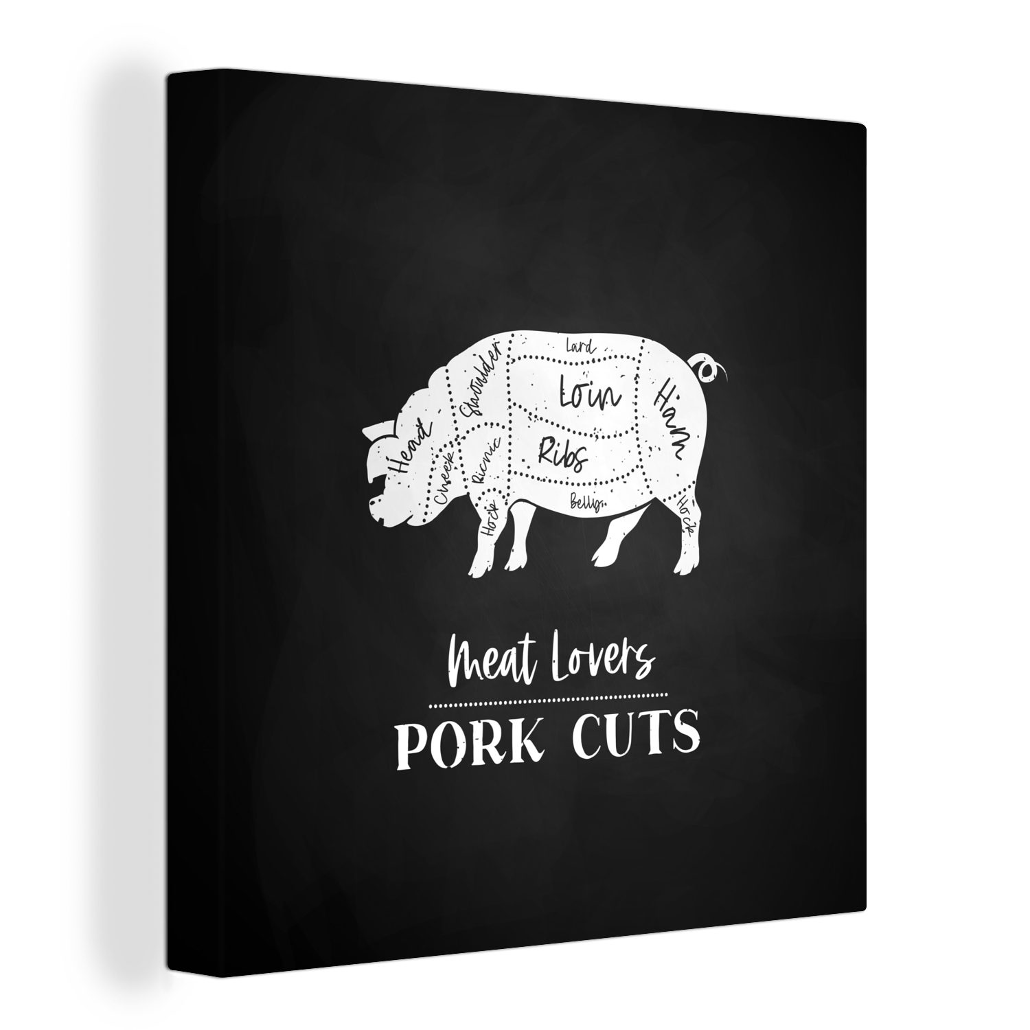 OneMillionCanvasses® Leinwandbild Küche - Schwein - Fleisch, (1 St), Leinwand Bilder für Wohnzimmer Schlafzimmer