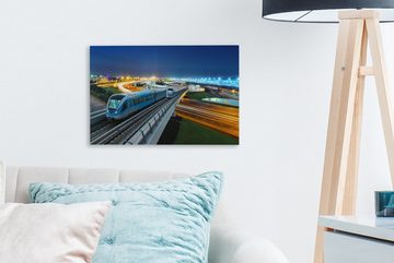 OneMillionCanvasses® Leinwandbild Ein Zug, der eine Eisenbahnbrücke überquert, (1 St), Wandbild Leinwandbilder, Aufhängefertig, Wanddeko, 30x20 cm