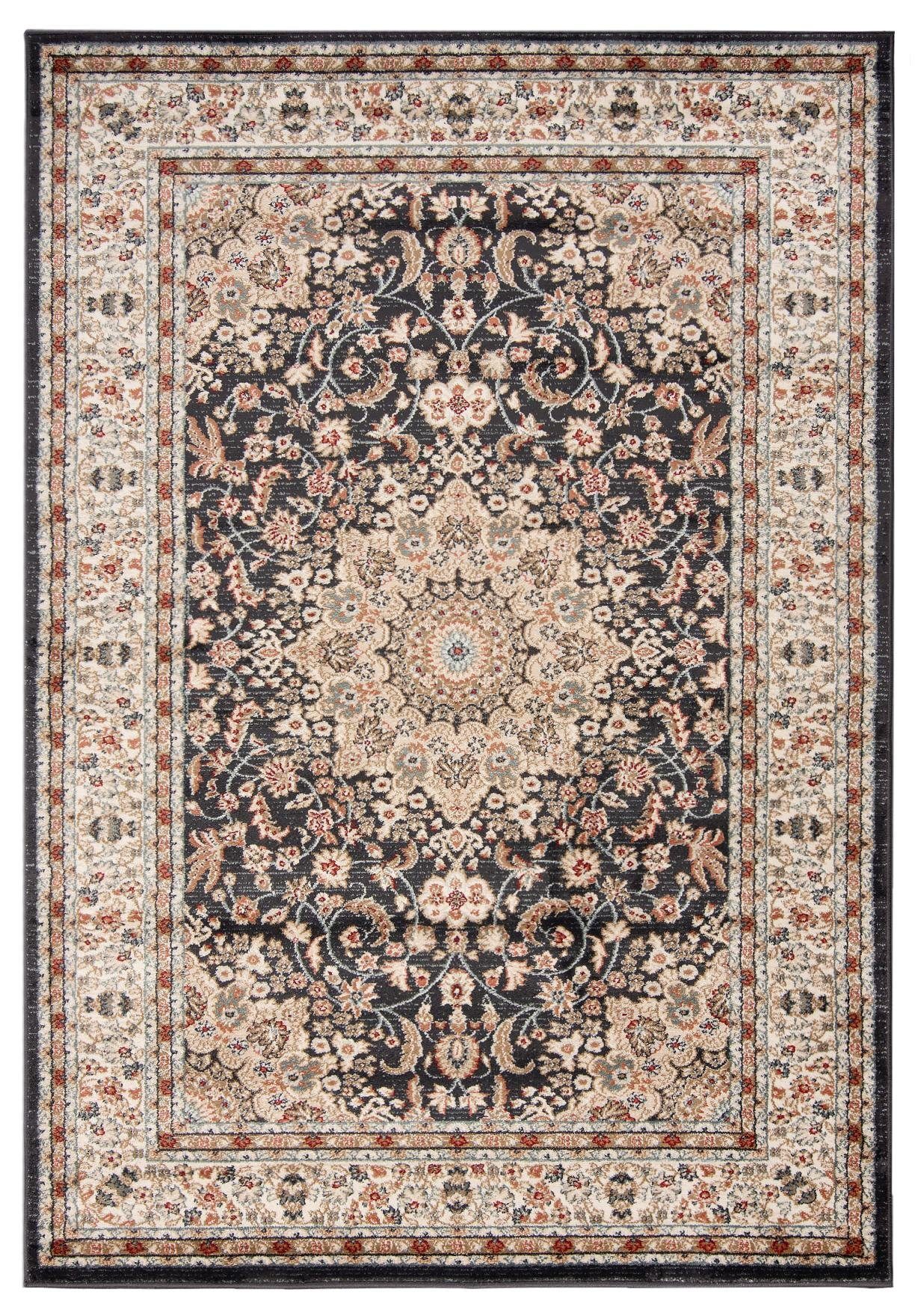 Mazovia Orientteppich Oriente Teppich - Traditioneller Teppich Orient Beige Schwarz, 60 x 100 cm, Geeignet für Fußbodenheizung, Pflegeleicht, Wohnzimmerteppich
