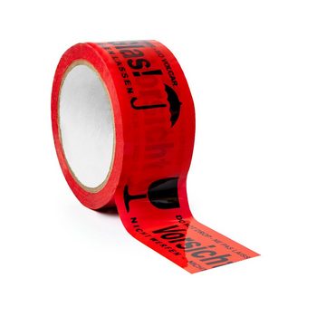 ARLI Klebeband 12x Klebeband " Vorsicht Glas " Packband rot Paketband (12er, 12-St., Set) PP 48 mm x 66 m Paket Band